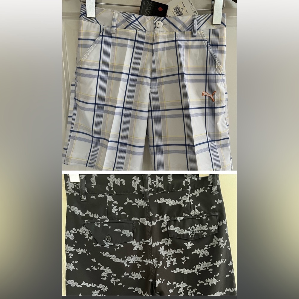 2 PAIRS of BRAND NEW w/tags! Boys PUMA. Size 10-12 cute Puma dress / golf shorts